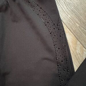 BuffBunny Black Leggings with Embellished Crystal Detail